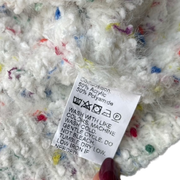 SHEIN Rainbow Color Speckled Fuzzy Crew Neck Long Sleeve Sweater - Size Medium - Picture 6 of 9